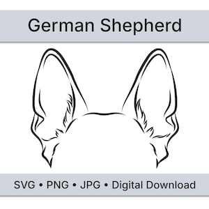 German Shepherd Dog Ears SVG | Minimal Line Art Dog Ear Design | Digital Download