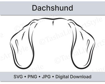 Dachshund Dog Ears SVG | Minimal Line Art Dog Ear Design | Digital Download