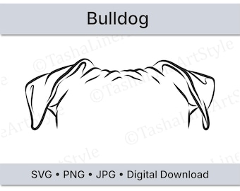 Bulldog Dog Ears SVG | Minimal Line Art Dog Ear Design | Digital Download