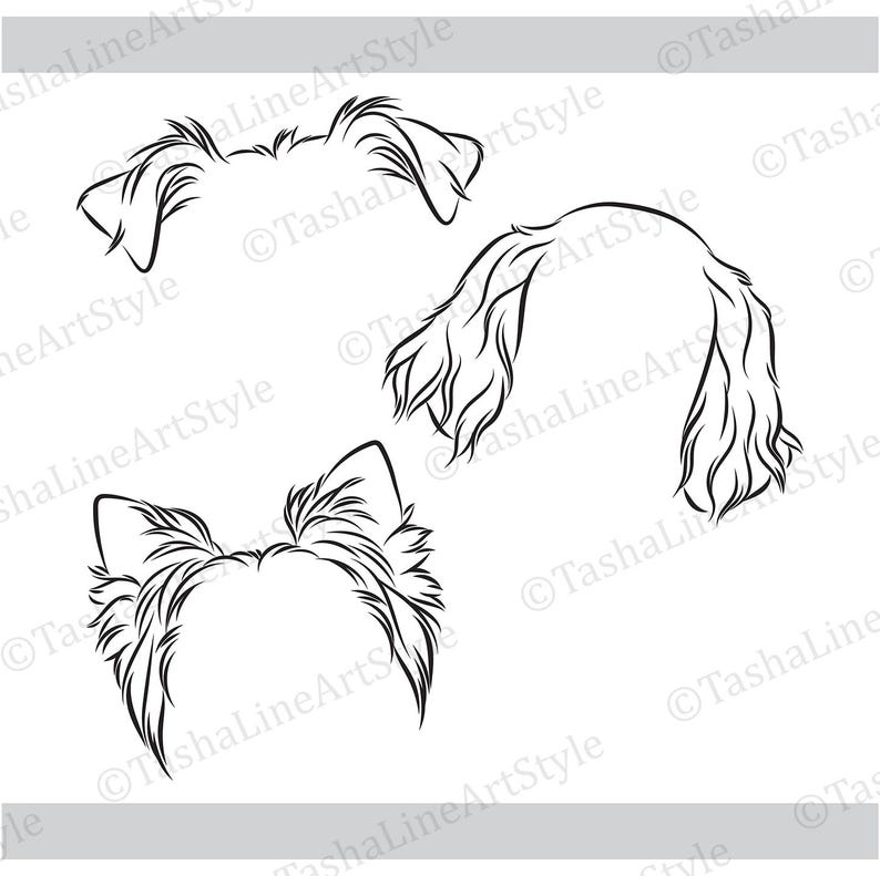 May include: Black line art illustrations of animal ears, including dog and cat ears. The image features three different ear designs, each with a unique shape and style, perfect for crafting projects.
