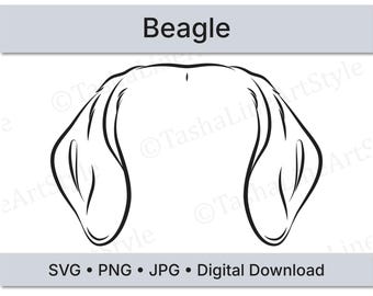 Beagle Dog Ears SVG | Minimal Line Art Beagle Design | Digital Download