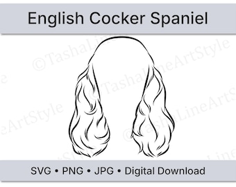 English Cocker Spaniel Dog Ears SVG | Minimal Line Art Dog Ear Design | Digital Download
