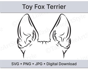 Toy Fox Terrier Dog Ears SVG | Minimal Line Art Dog Ear Design | Digital Download