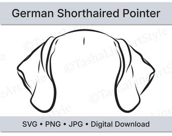 German Shorthaired Pointer Dog Ears SVG | Minimal Line Art Dog Ear Design | Digital Download