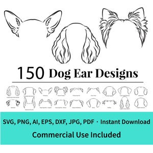 Dog Breed Ear SVG Bundle: 150 Designs for Cricut, Tattoo, Engraving (Commercial Use)