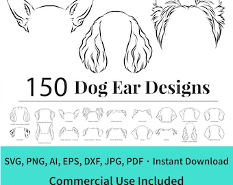 Dog Breed Ear SVG Bundle: 150 Designs for Cricut, Tattoo, Engraving (Commercial Use)