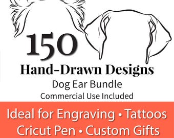 150 Dog Breed Ear Line Art SVG Designs: Cricut, Silhouette (Digital Download)