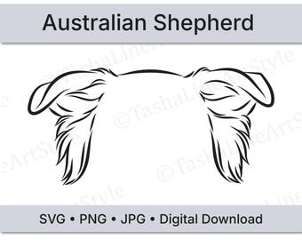 Australian Shepherd Dog Ears SVG | Minimal Line Art Dog Ear Design | Digital Download
