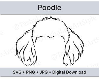 Poodle Dog Ears SVG | Minimal Line Art Dog Ear Design | Instant Download