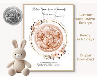 Lámina artística personalizada de embriones de FIV: regalo de embarazo, decoración para habitación infantil (descarga digital)