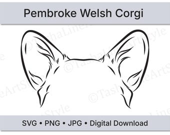 Pembroke Welsh Corgi Dog Ears SVG | Minimal Line Art Dog Ear Design | Digital Download