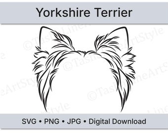 Yorkshire Terrier Dog Ears SVG | Minimal Line Art Dog Ear Design | Digital Download