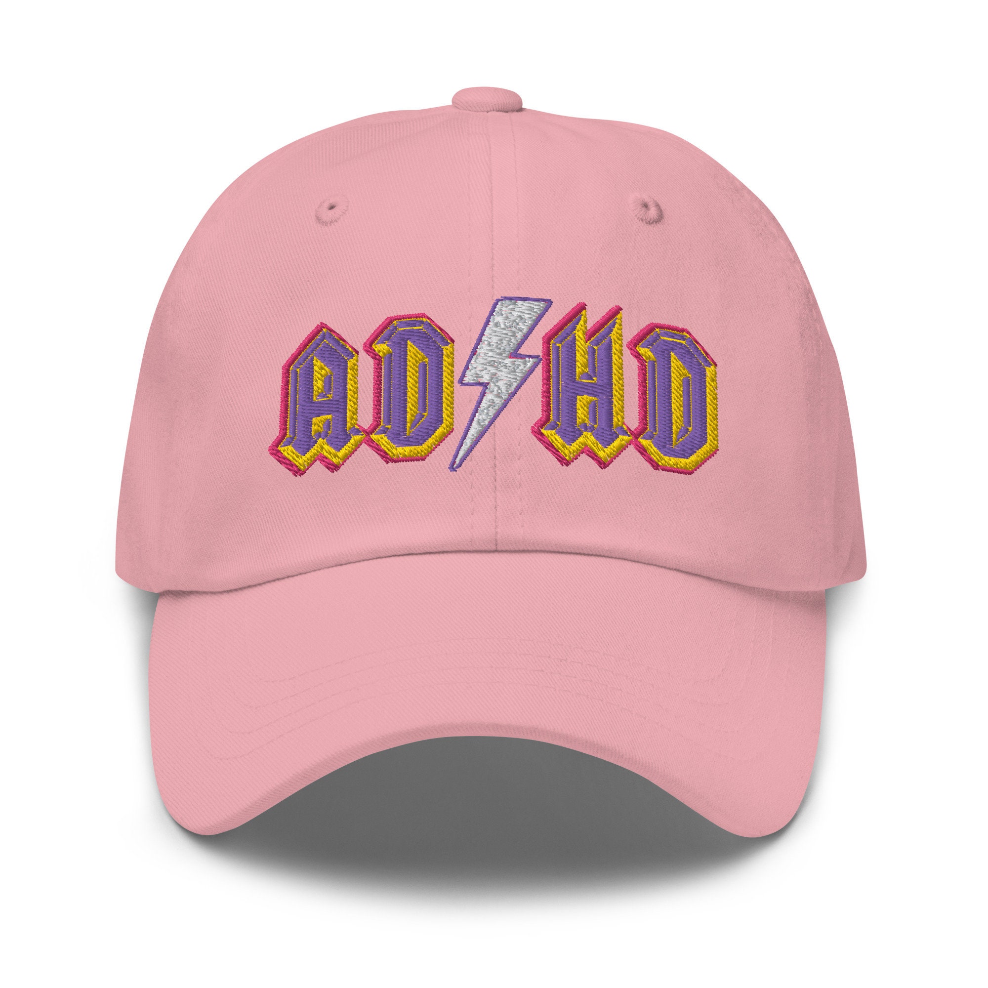 ADHD Ac/dc-style Stitched Dad Hat Pink/purple/gold Logo - Etsy