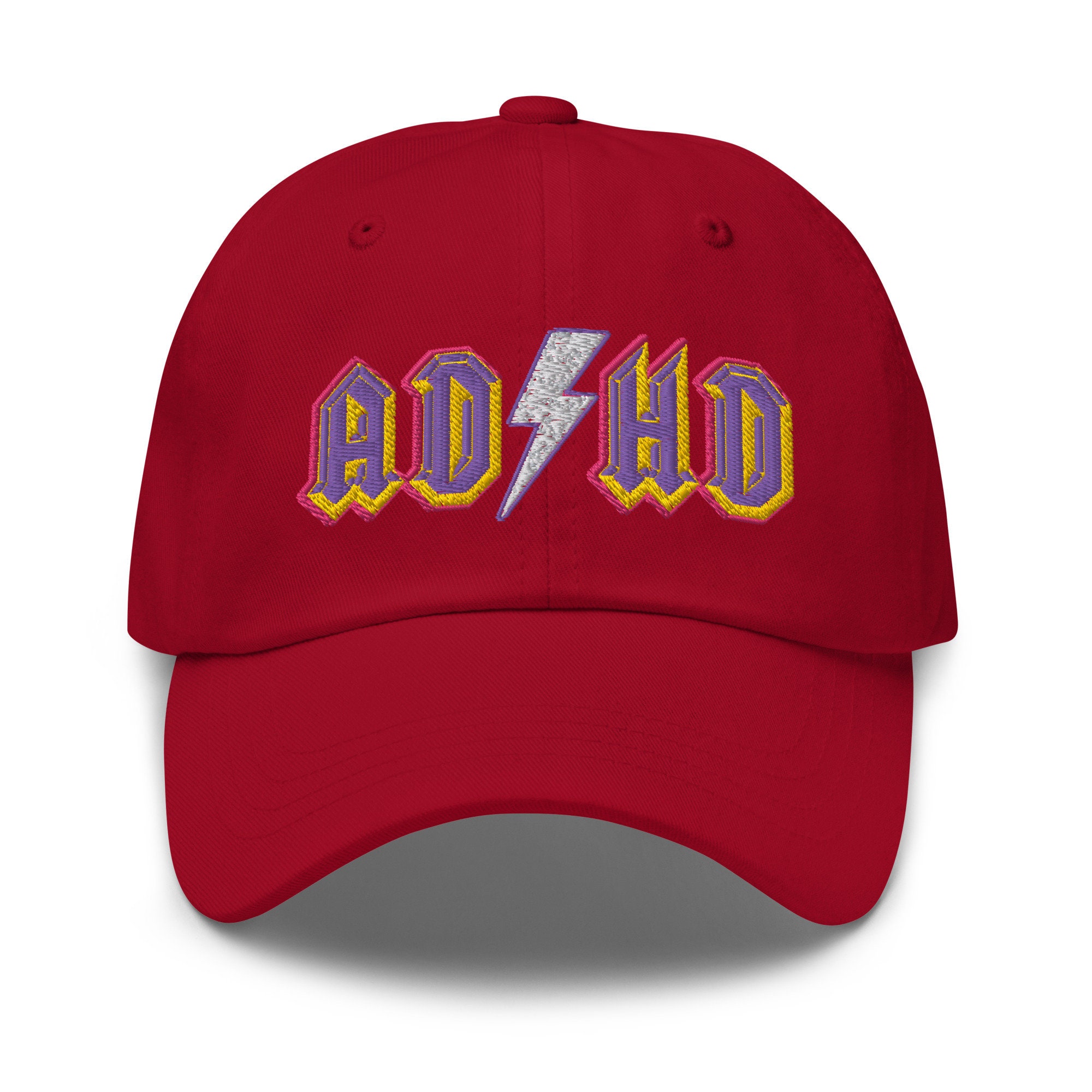 ADHD Ac/dc-style Stitched Dad Hat Pink/purple/gold Logo - Etsy