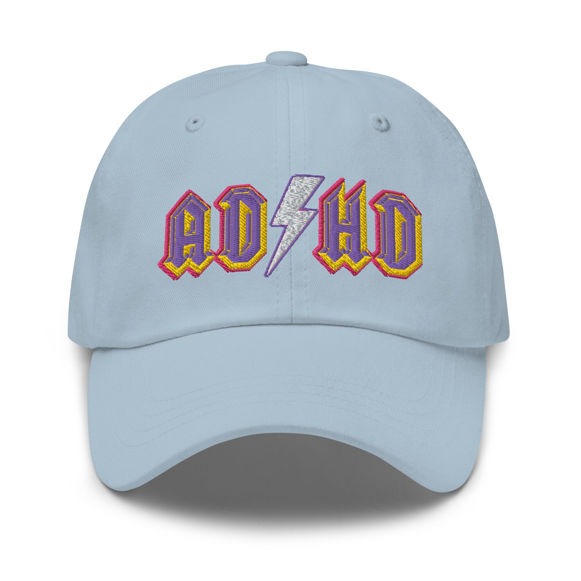 ADHD Ac/dc-style Stitched Dad Hat Pink/purple/gold Logo - Etsy