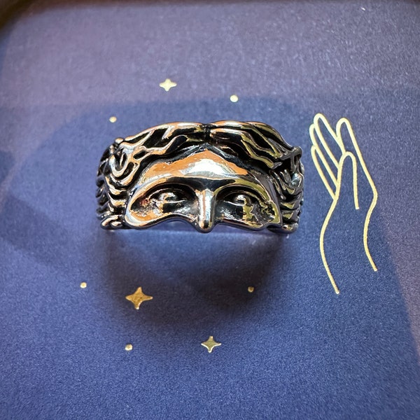 Ancient Statue Face + Eyes Streetwear Ring