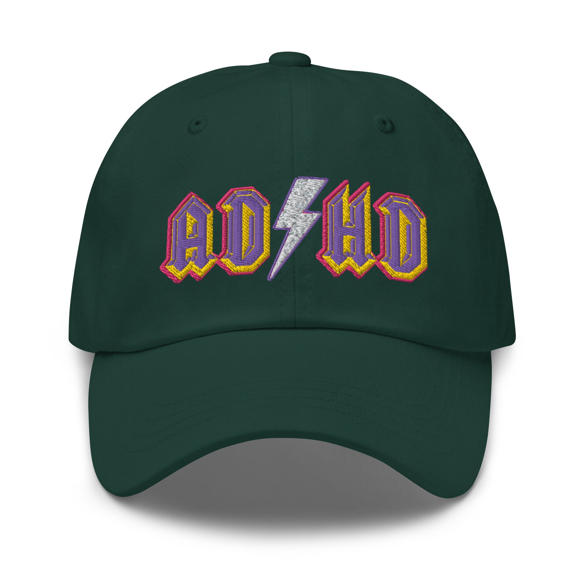 ADHD Ac/dc-style Stitched Dad Hat Pink/purple/gold Logo - Etsy