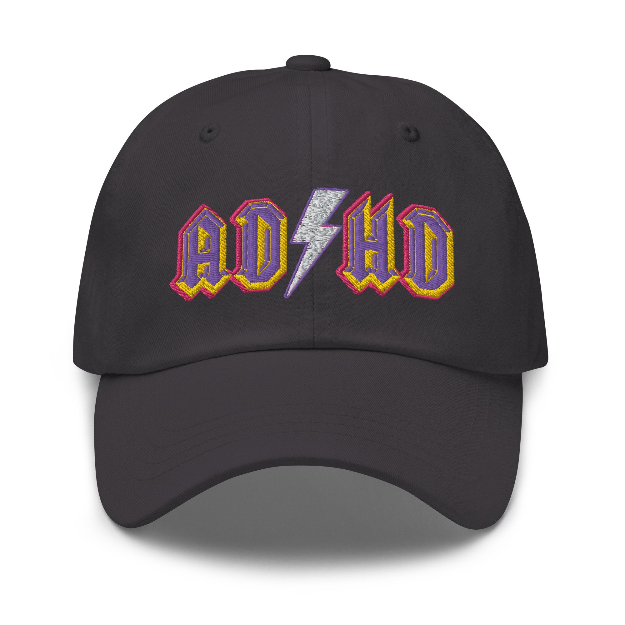 ADHD Ac/dc-style Stitched Dad Hat Pink/purple/gold Logo - Etsy