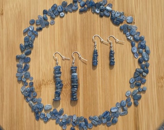 Kyanite earrings, 925 sterling silver, Raw gemstone crystal, kyanite dangle drop boho, blue earrings