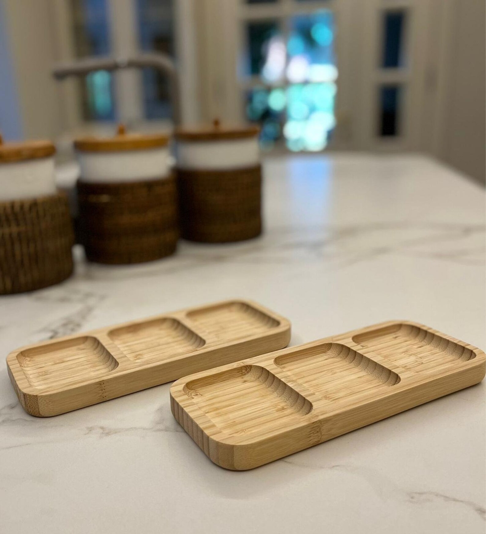 Personalized Wooden Snack Tray With 3 Compartmentswood Bamboo Etsy