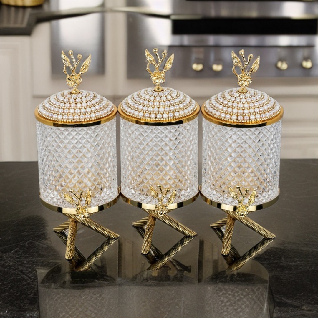 Luxury Gold Kitchen Canister Set for Storagetea Coffee Sugar Etsy
