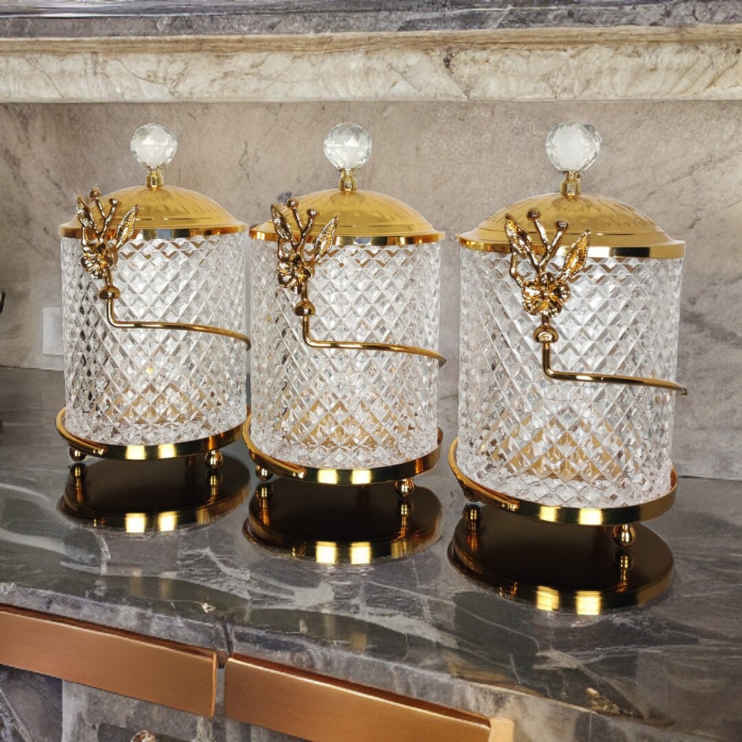 Luxury Gold Kitchen Canister Set for Storagetea Coffee Sugar Etsy