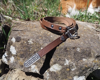 Cinturón vikingo de Rus Novgorod | Cinturón de cuero hecho a mano con herrajes de latón o plata - Recreación histórica, LARP, regalo nórdico