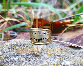 Anillo vikingo báltico | Anillo nórdico de bronce con motivo triangular, réplica de Gotland - Regalo de Navidad, recreación histórica