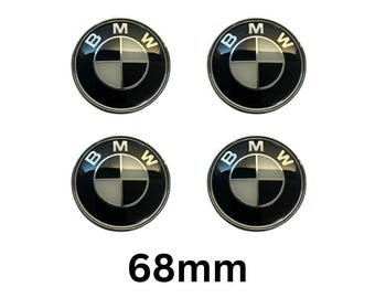 68 mm B M W Nabenkappen für Leichtmetallfelgen SCHWARZ UND WEISS E30 E36 E46 E92 Serie 1/3/5/6/7