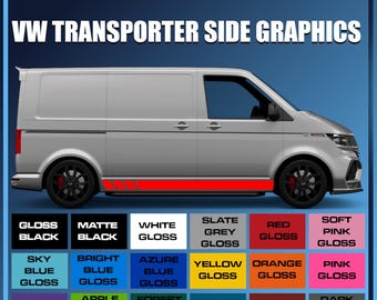 Autodeur Side Stripes Stickers Decals voor VW Transporter T4 T5 T6,Custom Stickers Deur Side Body Rok Decor Stickers Vinyl Decals,A-Black