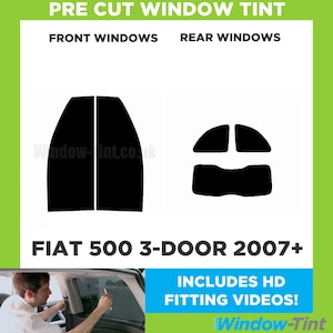 For Fiat 500 3-door Hatchback - 2007 and newer Pre Cut Car Window Tint Kit - Front/Rear/All Windows - Various Shades