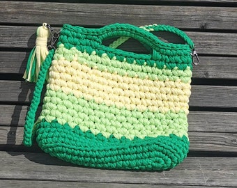 Colorful Handmade Crochet Shopper Bag with Roomy Interior