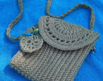 Gift for her - Crochet jute purse in beige, knitted jute bag