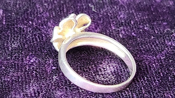 Sterling Silver Pink Floral Ring Sz5 - image 3