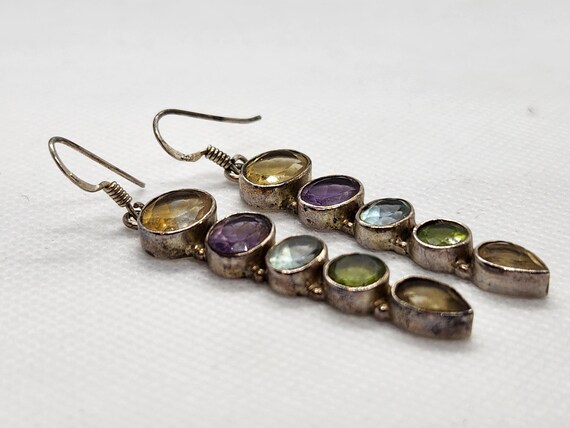 Dangling Multigemstone Sterling Silver Earrings - image 5