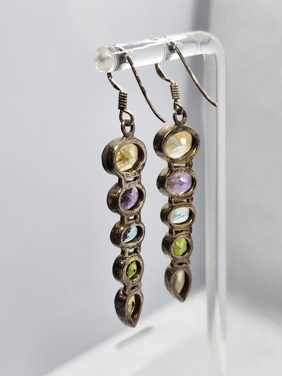 Dangling Multigemstone Sterling Silver Earrings - image 4
