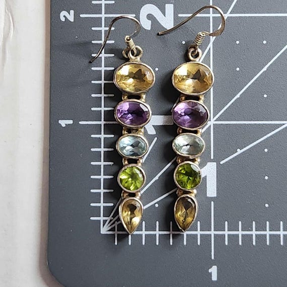 Dangling Multigemstone Sterling Silver Earrings - image 11