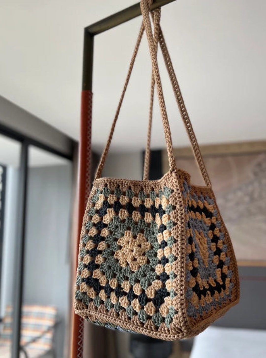 Handmade Bag, Granny Square Crochet Summer Shoulder Bag, Vintage Style ...