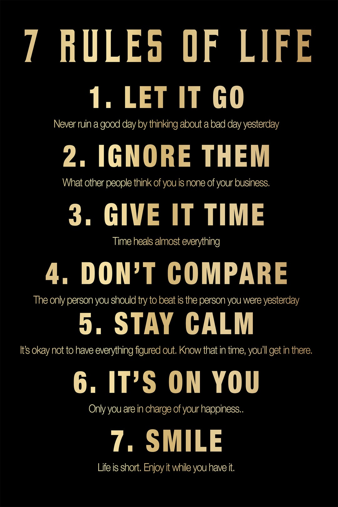 Seven Rules of Life Uplifting Art Highresolution Digital Etsy