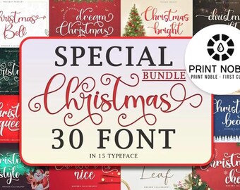 30 Christmas Font Bundle | Fonts For Cricut | Calligraphy Font Svg | Handwritten Font SVG | Fonts bundle svg | Christmas Font |Font Bundle