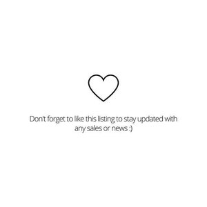 May include: A black heart icon with the text "Don't forget to like this listing to stay updated with any sales or news :)"