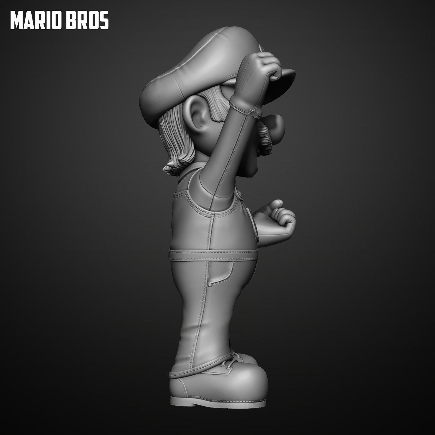 STL file Mario Bros pose T with Bone 🦴・3D printable model to
