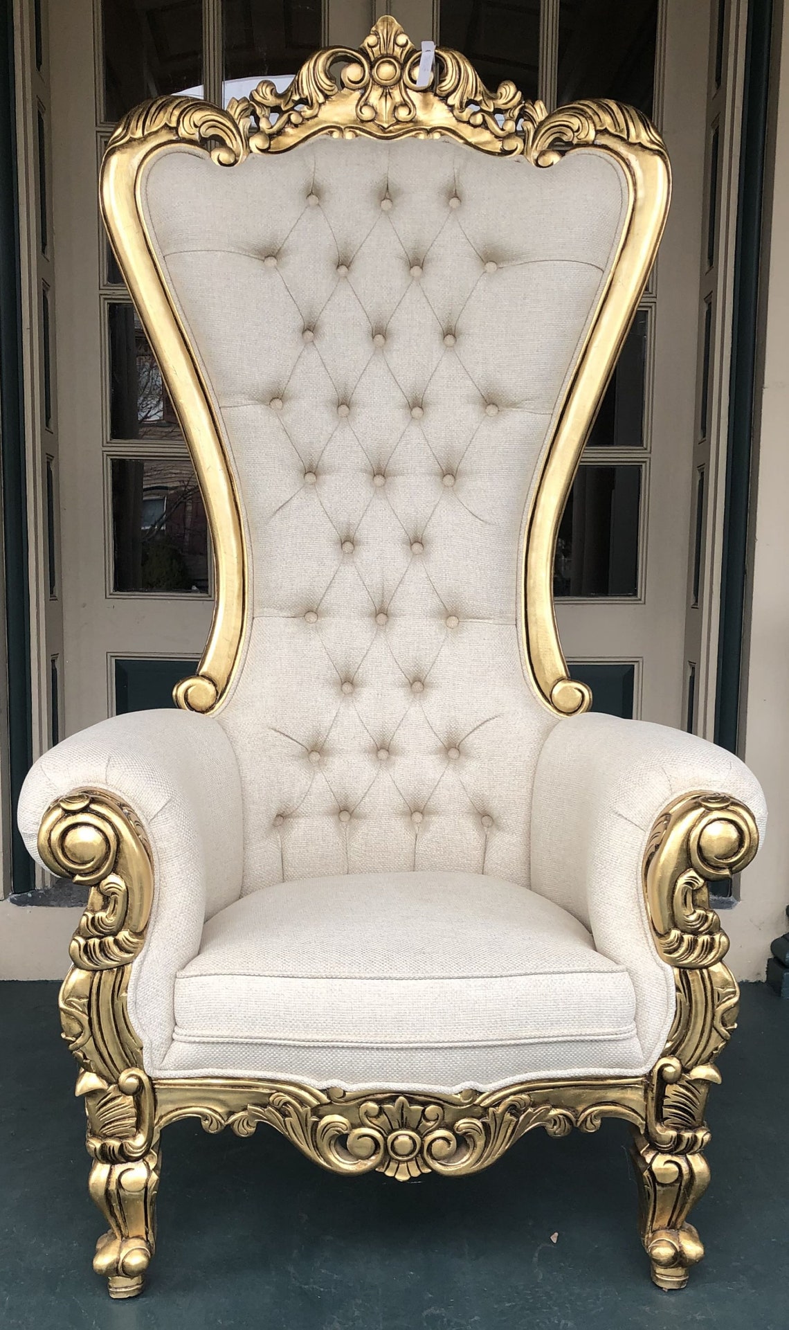 Royal High Back White and Gold Chairs Etsy