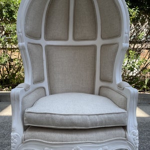 Child Size Louis XV Chair: Shabby Chic Linen Upholstered Throne