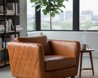 Chesterfield Leather Lounge Club Armchair Accent Office Chair