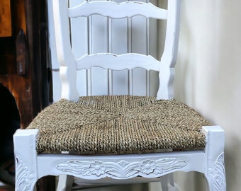 Ladder Back Dining Kitchen Accent Chairs Farmhouse Country Hand Carved