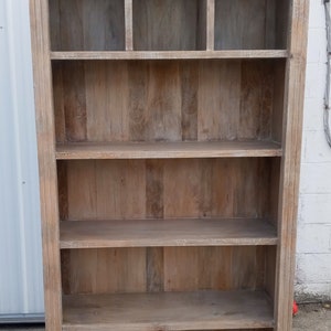 Farmhouse Open Shelf Bookcase Display Cabinet Hand Carved