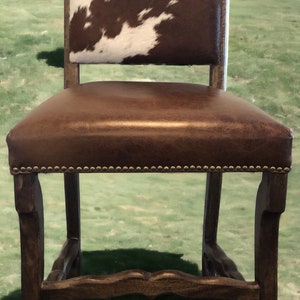 Sierra Leather Counter Bar Stool Genuine Cowhide Chair Southwestern Dining Accent Highchair