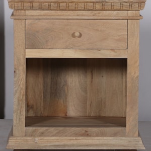Pair of 1 Drawer French Country Open Shelf Bed Side Rustic Natural Pine Finish Nightstands End Tables