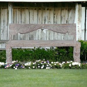 Hand Carved Wooden Garden Bench Seating Shabby Chic